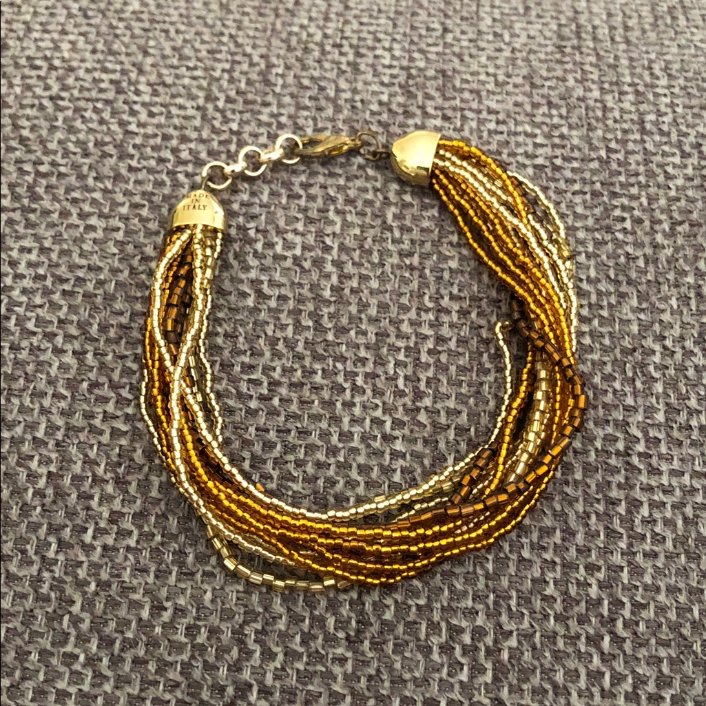 Murano Gold And Bronze Multi-Strand Glass Beaded Bracelet 40$